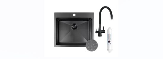 Laveo virtuves izl. Malawi 50x58x20cm ar maisītaju un filtru,melna